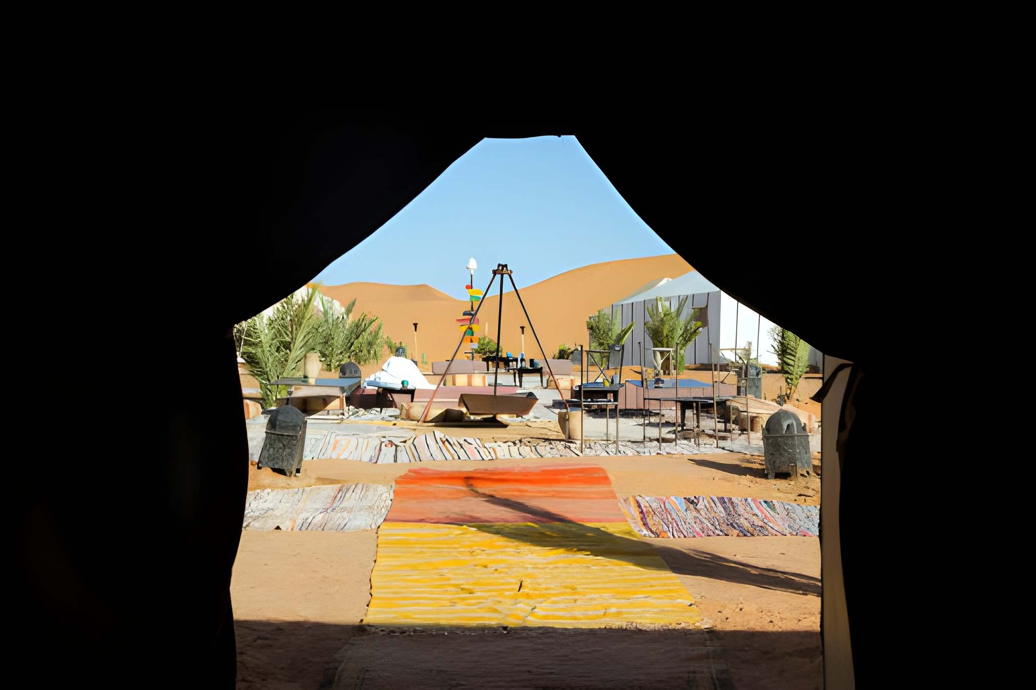 Sahara dunes and luxury camp